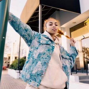 Blue floral tapestry jacket